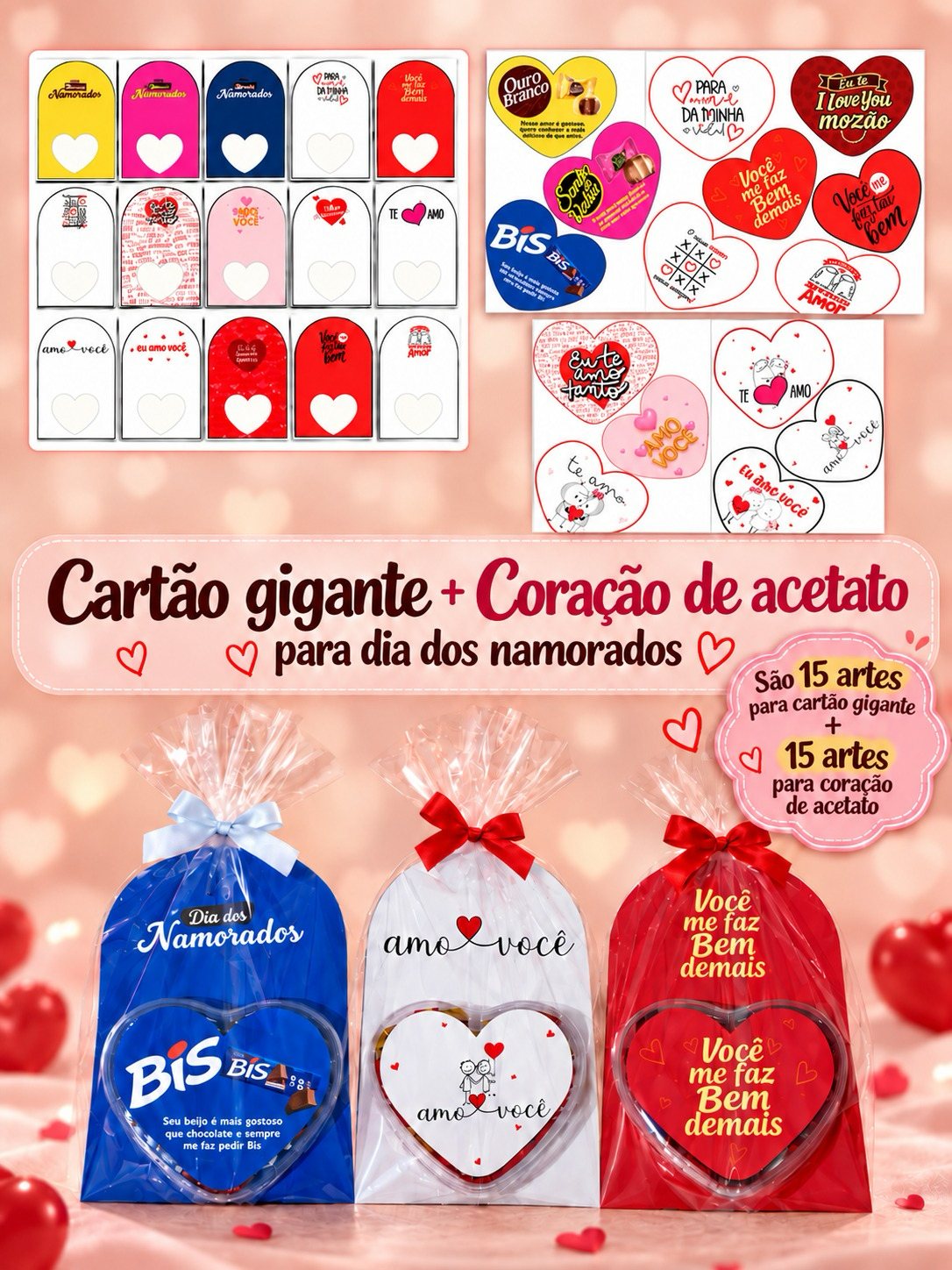 Coração de Acetato + Cartões Dia dos Namorados